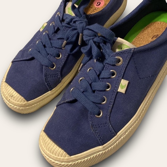 Caprium Navy Lace-Up Sneakers Canvas Tennis Shoes - Picture 5 of 6